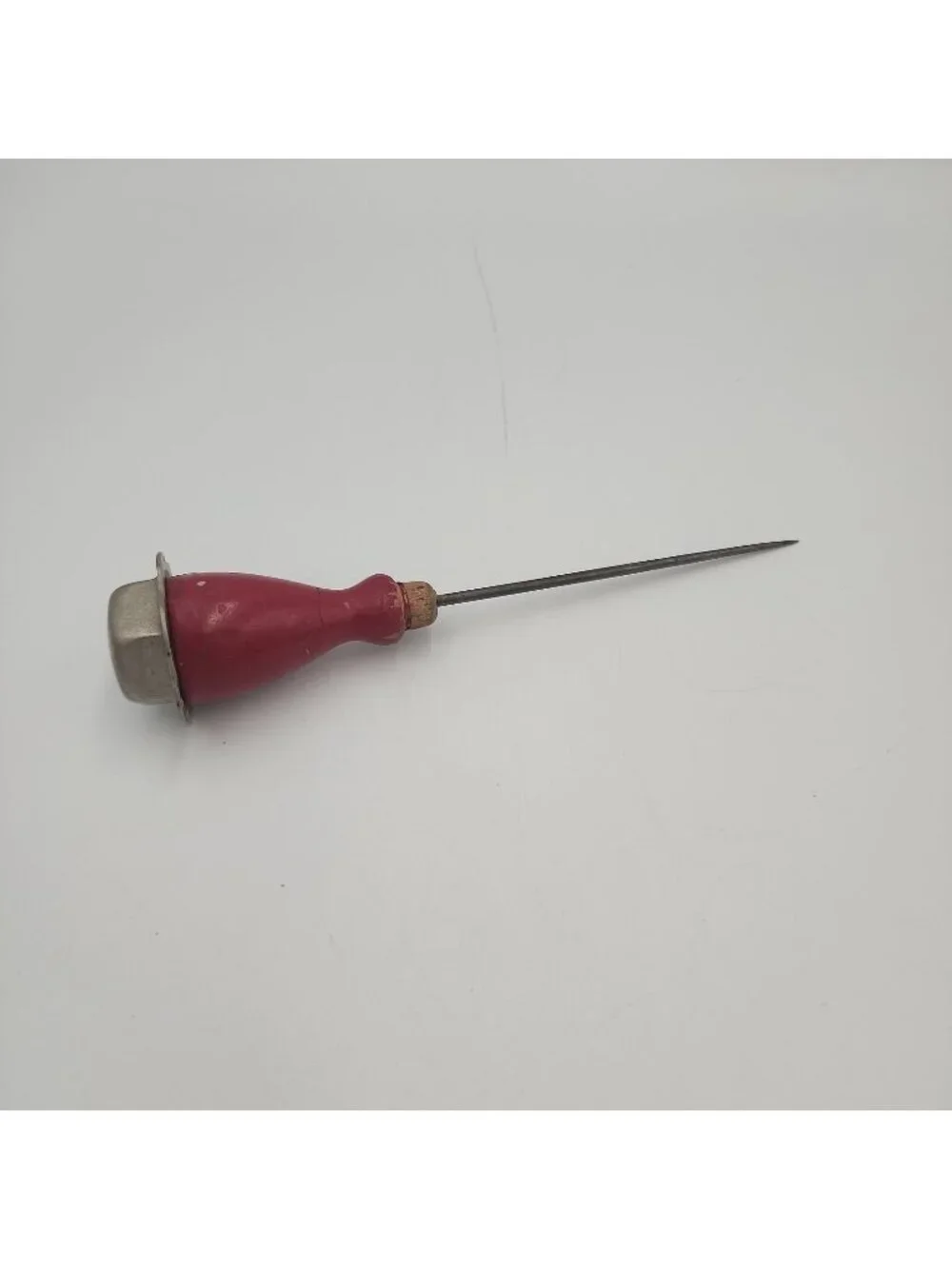 VINTAGE AWL ICE PICK RED WOOD & METAL HANDLE SHOP KITCHEN COOKING UTENSIL
